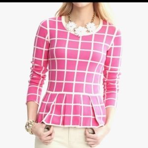 BANANA REPUBLIC Windowpane Peplum Sweater Shirt